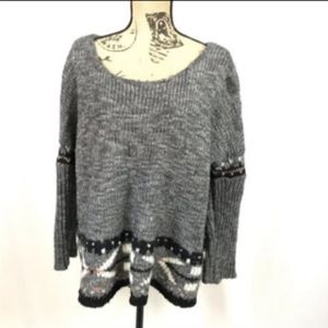 Free people black and gray with white sweater